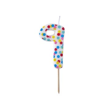 Kaars 9 Jaar Stippen 9cm, Verzenden, Nieuw