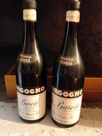 1989 & 1993 Giacomo Borgogno - Barolo Riserva - 2 Bouteilles, Verzamelen, Nieuw