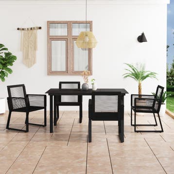 vidaXL 5-delige Tuinset PVC-rattan zwart, Tuin en Terras, Verzenden, Nieuw, Tuinset
