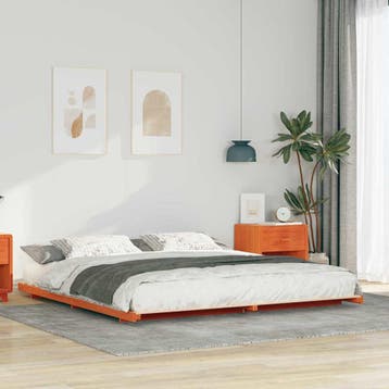 vidaXL Bedframe Wasbruin 200 x 210 cm Massief grenenhout, Huis en Inrichting, Slaapkamer | Bedden, Verzenden, Nieuw