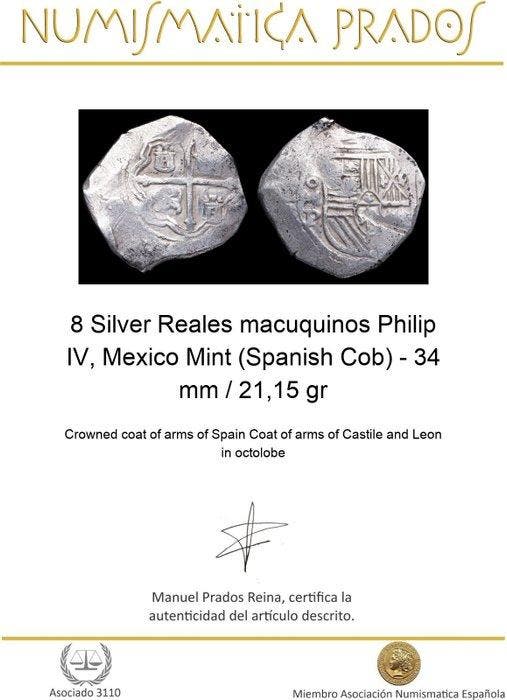 Spanje. Felipe IV. 8 Reales Macuquino, Mexico Mint (Spanish, Timbres & Monnaies, Monnaies | Europe | Monnaies non-euro