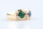 Bague - 18 carats Or jaune - 3.25ct. tw. Saphir - Émeraude, Bijoux, Sacs & Beauté