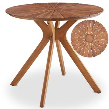 Tuintafel Pollensa, rond, weerbestendig, massief acaciahout, Tuin en Terras, Verzenden, Nieuw