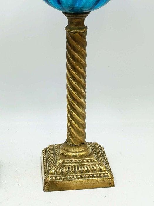 Lampe à pétrole (2) - Laiton, Verre, Antiquités & Art, Art | Objets design