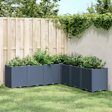 vidaXL Plantenbak 160x160x53 cm polypropeen blauwgrijs, Verzenden, Nieuw