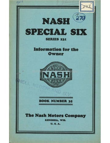 1926 NASH SPECIAL SIX INSTRUCTIEBOEKJE ENGELS, Ophalen of Verzenden