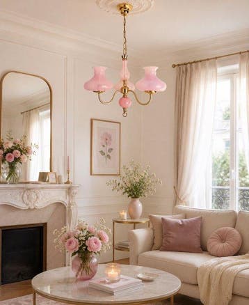 Plafondlamp - Glas, Messing, Huis en Inrichting, Nieuw