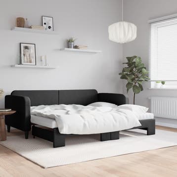 vidaXL Slaapbank met onderschuifbed en matrassen 90x190 cm, Verzenden