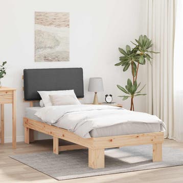 vidaXL Bedframe met Gevoerde Hoofdbord Donkergrijs 90 x 200, Verzenden