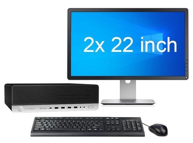 HP EliteDesk 800 G3 SFF i7 6e Gen + 2x 22 Monitor + 2 jaar, Computers en Software, Desktop Pc's, Ophalen of Verzenden