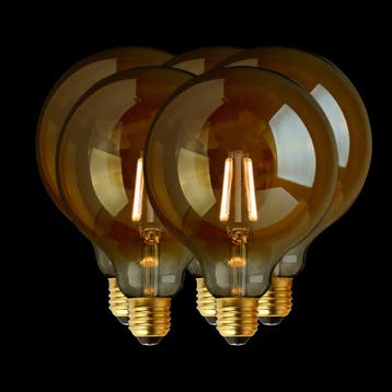 Set van 5 Filament LED Lamp Globe Gold Ø95 mm E27 3.5W, Verzenden, Nieuw