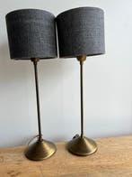 Tafellamp (2) - Messing tafel lampjes met antraciet kapjes -
