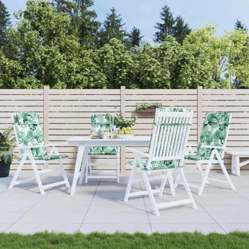 vidaXL Stoelkussens 4 st hoge rug bladpatroon oxford stof, Verzenden, Nieuw