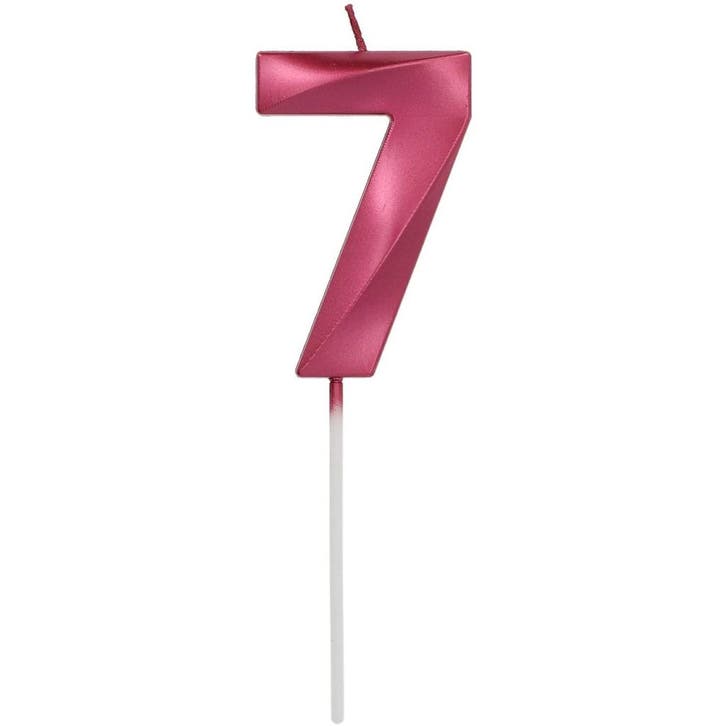 Roze Kaars 7 Jaar 5cm, Hobby en Vrije tijd, Feestartikelen, Nieuw, Verzenden