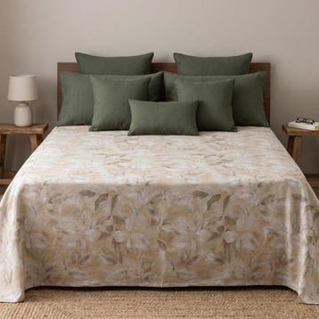 BA228 - Couvre-lit floral - Prêt à lemploi – Beige et
