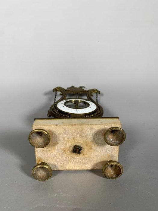 Horloge en forme de lyre - Marbre, Bronze - 1750-1800, Antiek en Kunst, Antiek | Klokken