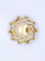 Hanger - 18 karaat Geel goud Parel - Diamant - South Sea