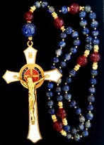 lapis lazuli en robijn - Rozenkrans – Sint-Benedictuskruis -, Antiek en Kunst