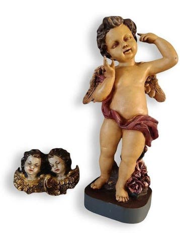 Twee Italiaanse engelen (2) - Hout, Composiet - 1950-1960, Antiek en Kunst