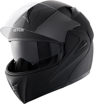 Zwarte Motorhelm Dubbel Vizier | OP = OP | 34% Off, Motoren, Verzenden, Tweedehands, Systeemhelm, Overige merken