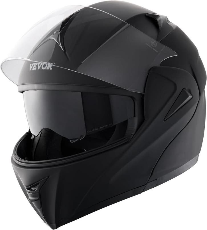 Zwarte Motorhelm Dubbel Vizier | OP = OP | 34% Off, Motoren, Kleding | Motorhelmen, Systeemhelm, Tweedehands, Overige merken, Verzenden