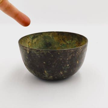 Chinois ancien Bronze Bol, ustensile, plat - 115 mm