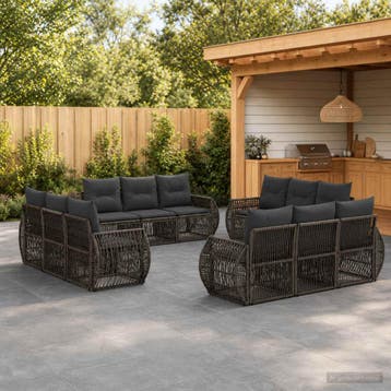 vidaXL Tuinbank Set 12 st Grijs en Donkergrijs poly rattan, Verzenden