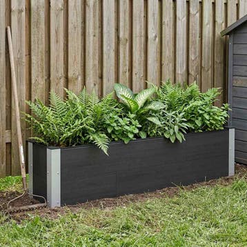 vidaXL Verhoogde plantenbak Zwart 150 x 30 x 36 cm WPC en, Verzenden