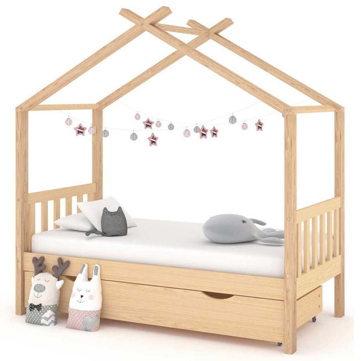 vidaXL Kinderbedframe met lade massief grenenhout 80x160 cm, Kinderen en Baby's, Kinderkamer | Bedden, Nieuw, Verzenden