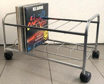 Étagère - Métal - Étagère à vinyles LP sur roulettes, Antiek en Kunst