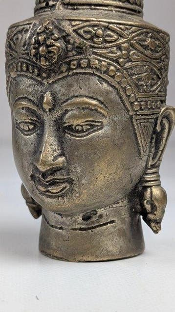 bronzen Boeddha-hoofd - Hoofd - Myanmar/Birma (Zonder, Antiek en Kunst