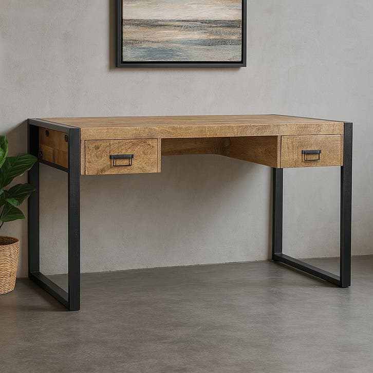 Bureau Mangohout Bureau Britt 150 cm, Maison & Meubles, Bureaux, Envoi
