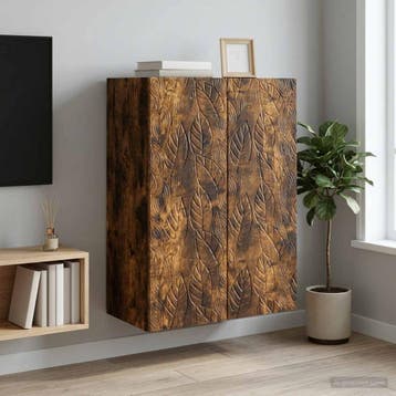vidaXL Wandkast Gerookt eiken 66 x 34,5 x 90 cm Bewerkt hout, Verzenden