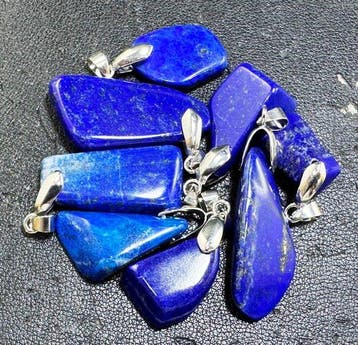 Lapis Lazuli-edelsteen Hangers - Hoogte: 46 mm - Breedte: 25