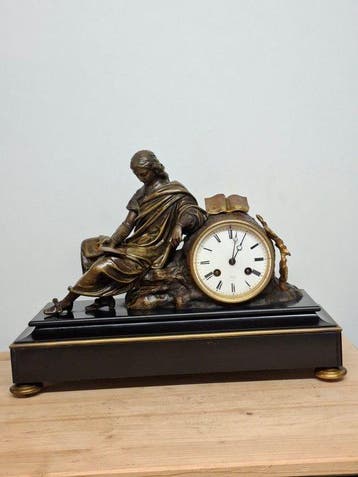 Tafelklok - Marmer, Brons - 1800-1850