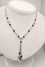 Halsketting - 18 karaat Witgoud - Onyx - Gothic chic, Nieuw