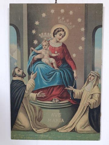 oleografie - Canvas - 1910-1920 - Madonna del Rosario - XL -