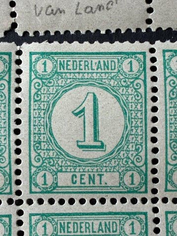 Nederland 1894 - Cijfer in veldeel van 20 zegels - waarbij 2, Gestempeld