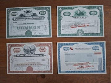 Document - 4 Historische Amerikaanse filmaandelen, 1964-1989