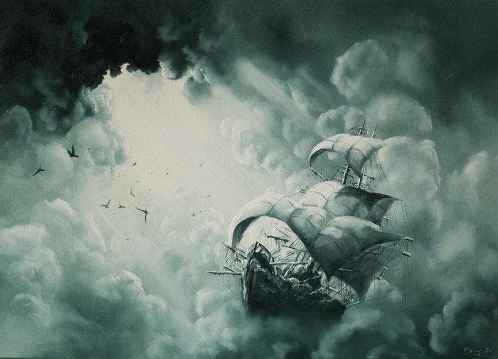 Adam Burczyc - FOG 70x50, Antiquités & Art, Art | Peinture | Moderne