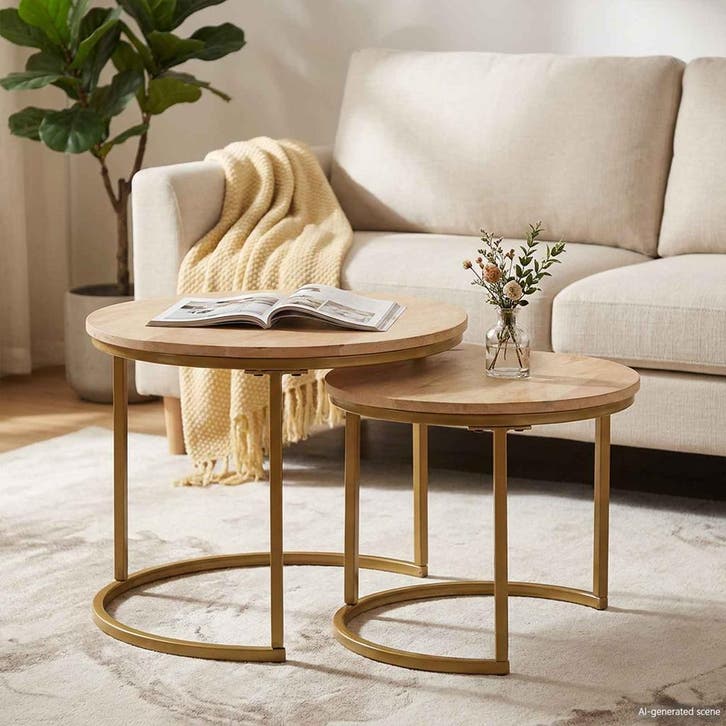 vidaXL Nesting Koffietafels 2 st Bruin 50 x 50 x 40 cm, Huis en Inrichting, Tafels | Salontafels, Nieuw, Verzenden