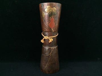 Vintage Japanese Wooden Flower Vase (Hanaire) - Tsuzumi Drum