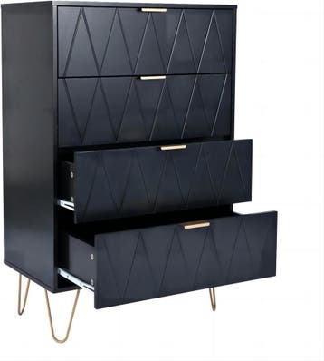 Commode - Dressoir - Ladekast - 60x34x91 cm - Zwart - UEV, Huis en Inrichting, Verzenden, Nieuw