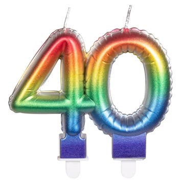 Regenboog Kaars 40 Jaar 8cm, Verzenden, Nieuw