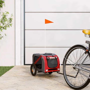 vidaXL Hondenfietstrailer oxford stof en ijzer rood en grijs, Verzenden