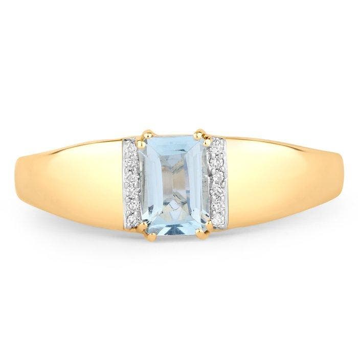 Bague - 14 carats Or jaune - 0.61ct. tw. Aigue-marine -, Bijoux, Sacs & Beauté, Bagues