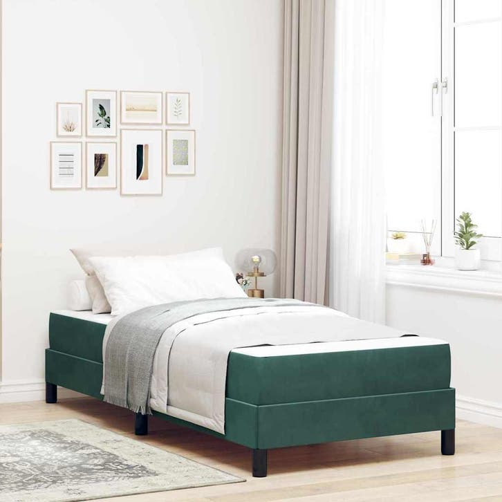 vidaXL Boxspring bed met matras Donkergroen 100 x 200 cm, Maison & Meubles, Chambre à coucher | Lits, Envoi