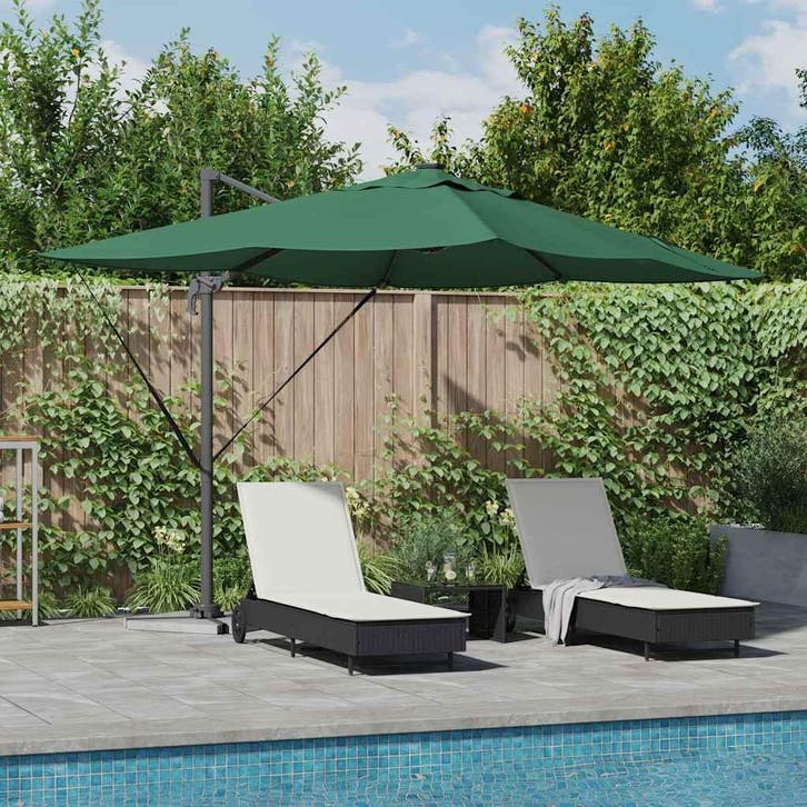 vidaXL Parasol Groen 352 x 251 x 265 cm Polyester en, Tuin en Terras, Parasols, Nieuw, Verzenden