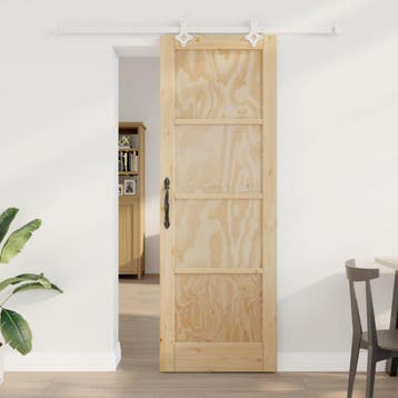vidaXL Schuifdeur Natuurlijk en Wit 73,5 x 211 cm Massief, Verzenden, Nieuw