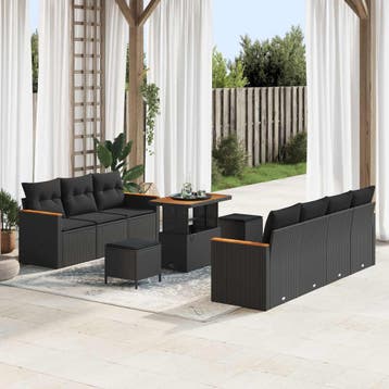 vidaXL Tuinbank Set 14 st 9-Aantal zitplaatsen Zwart poly, Verzenden, Nieuw